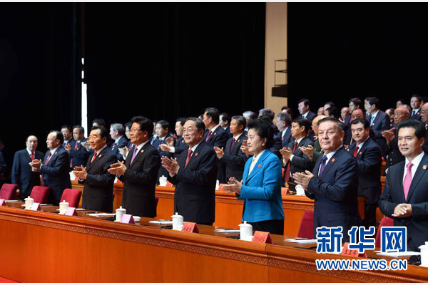 10月1日，慶祝中華人民共和國成立66周年暨新疆維吾爾自治區(qū)成立60周年大會(huì)在新疆人民會(huì)堂隆重舉行。 新華社記者 饒愛民 攝 