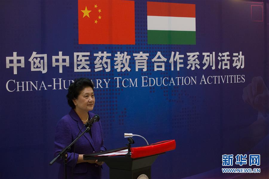 6月18日，在匈牙利布達(dá)佩斯，中國(guó)國(guó)務(wù)院副總理劉延?xùn)|出席中匈中醫(yī)藥教育合作系列活動(dòng)時(shí)講話。中國(guó)國(guó)務(wù)院副總理劉延?xùn)|18日在布達(dá)佩斯考察匈牙利塞梅爾維斯醫(yī)科大學(xué)并出席中匈中醫(yī)藥教育合作系列活動(dòng)。 新華社發(fā)（弗爾季&middot;奧蒂洛攝）