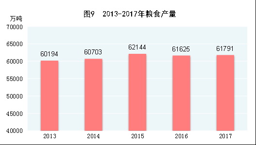 （圖表）[兩會&middot;2017年統(tǒng)計(jì)公報(bào)]圖9：2013-2017年糧食產(chǎn)量