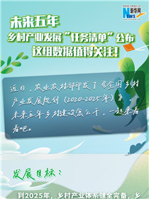 未來五年鄉(xiāng)村產(chǎn)業(yè)發(fā)展&ldquo;任務(wù)清單&rdquo;公布 這組數(shù)據(jù)值得關(guān)注！
