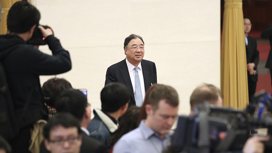 馬曉偉步入&ldquo;部長通道&rdquo;，準備接受采訪