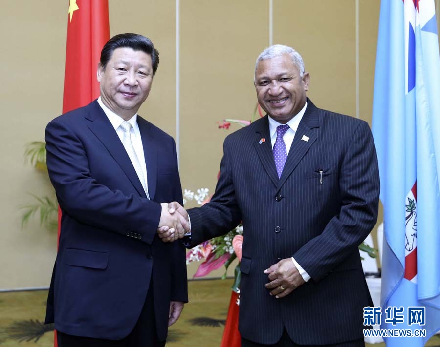 11月22日，中國國家主席習近平在楠迪同斐濟總理姆拜尼馬拉馬舉行會談。 新華社記者姚大偉攝