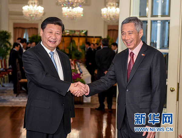 11月7日，國家主席習(xí)近平在新加坡同新加坡總理李顯龍舉行會(huì)談。 新華社記者 李學(xué)仁 攝