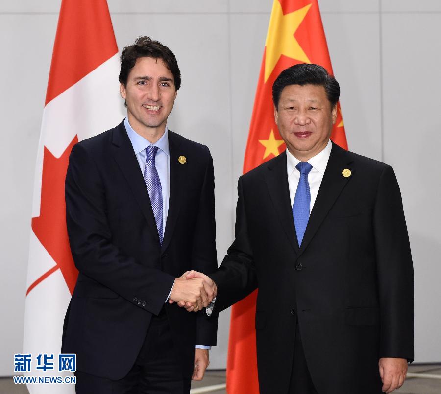 11月16日，國家主席習(xí)近平在土耳其安塔利亞會見加拿大總理特魯多。 新華社記者 饒愛民 攝